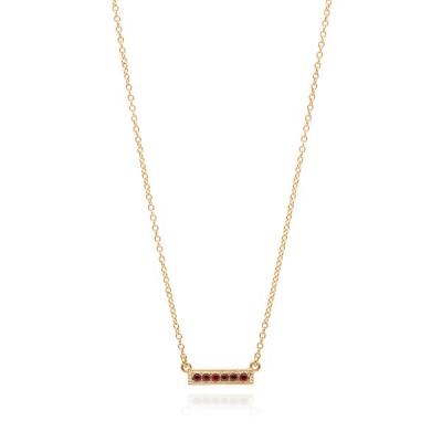Garnet Pavé Bar Stacking Necklace - Gold